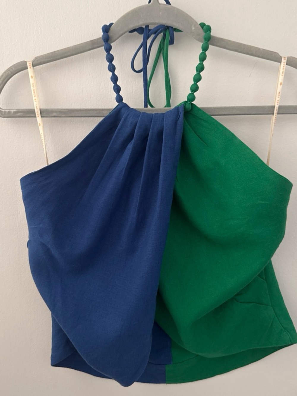 FARM Rio Blue & Green Braided-Halter Colorblock Camisole